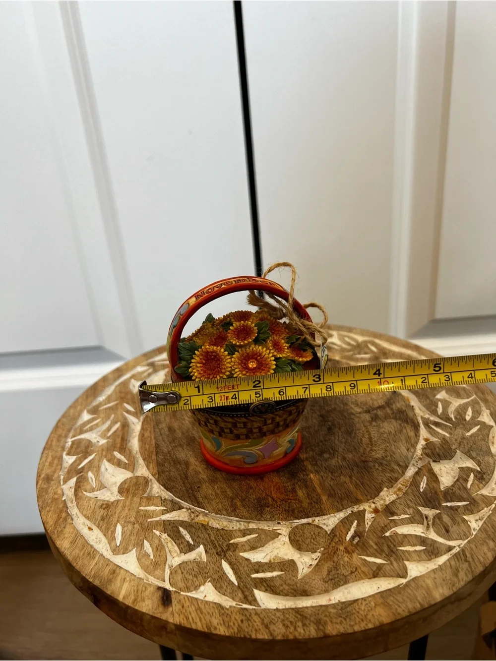 Jim Shore Yellow and Orange Sunflower Basket Trinket Box November